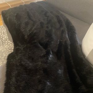 Black Restoration Hardware Fur Throw With Velvet Back